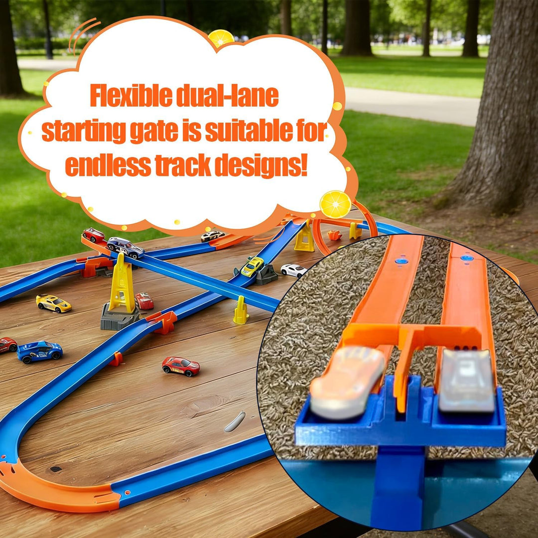 2-Spuriges Startgatter und Streckenklemmen Set für Hot Wheels, Robust aus PLA Kunststoff Startgatter