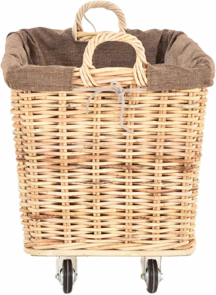 Stabiler Kaminholzkorb Flechtkorb mit Inlett Roll Holzkorb Rollkorb Natur-Rattan(Hell Natur mit Roll