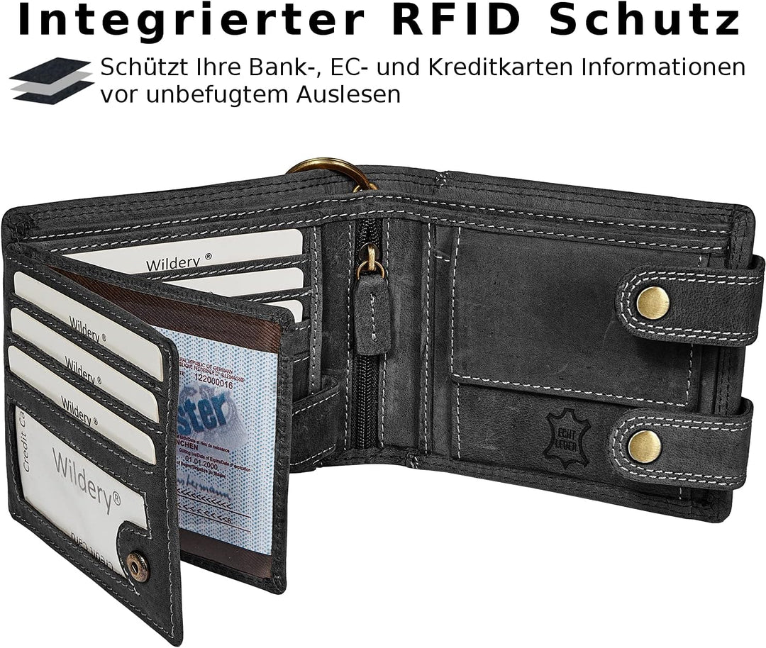 Wildery® Geldbeutel mit Kette I Biker Geldbörse mit Kette Herren I Geldtasche mit RFID Schutz I Port