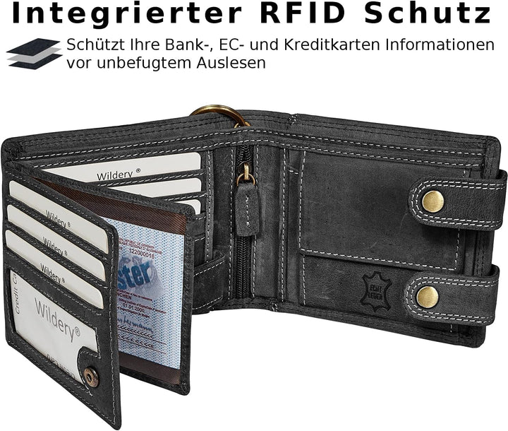 Wildery® Geldbeutel mit Kette I Biker Geldbörse mit Kette Herren I Geldtasche mit RFID Schutz I Port