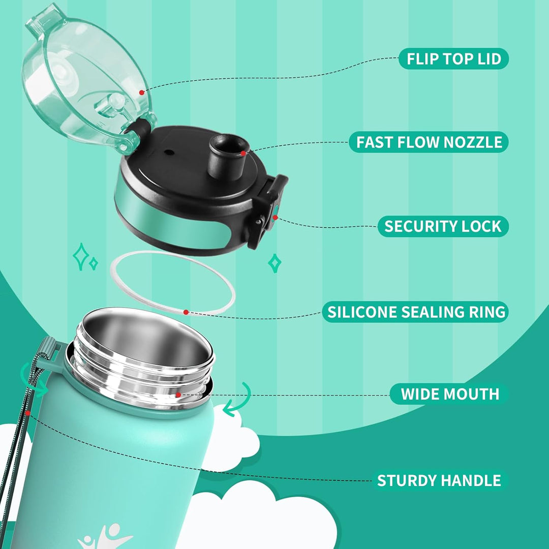 KollyKolla Trinkflasche 500ml, Thermoskanne Kalt&Warm, Trinkflasche Edelstahl BPA-Frei, Doppelwandis