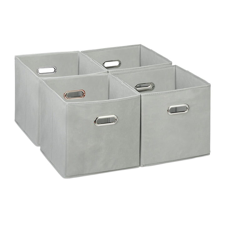 Relaxdays Aufbewahrungsbox 4er Set, Faltbare Regalboxen, HxBxT: 30x30x30 cm, mit Griffen, Faltboxen