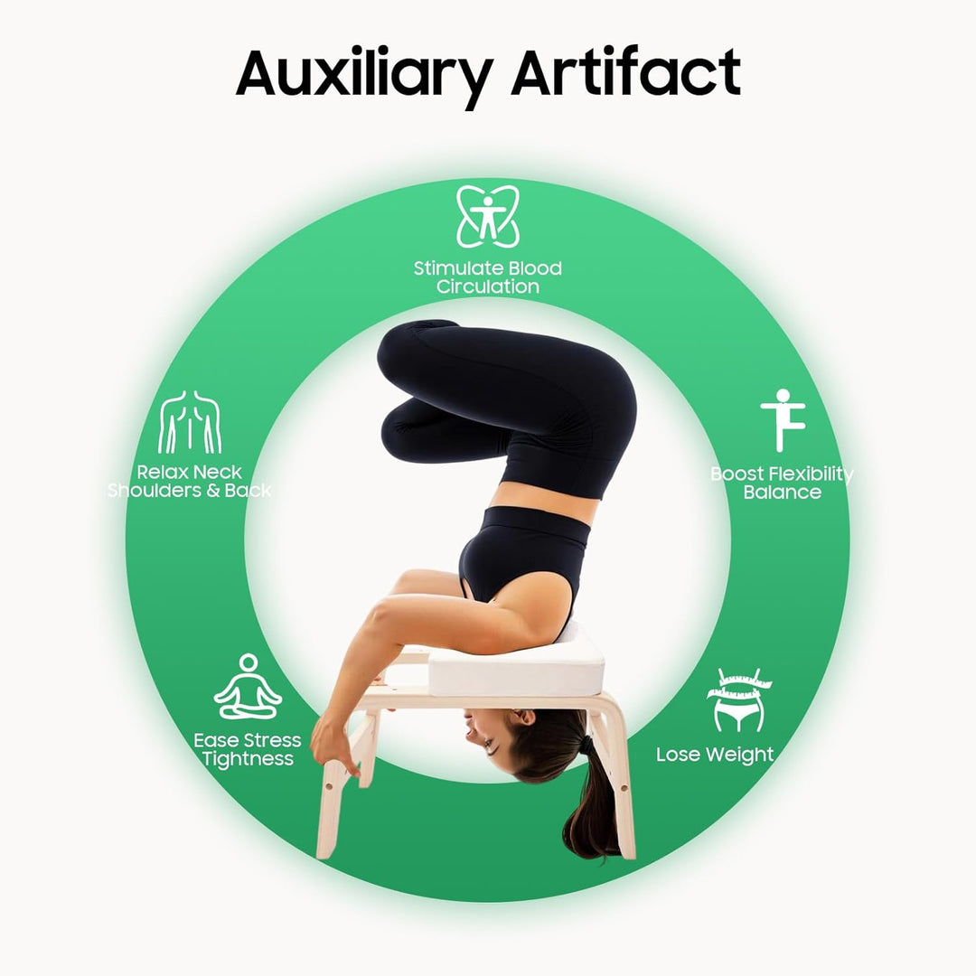 Yoga Kopfstandhocker Inversion Bank Classic White – Rutschfester Yoga Hocker für Safes Rückentrainin