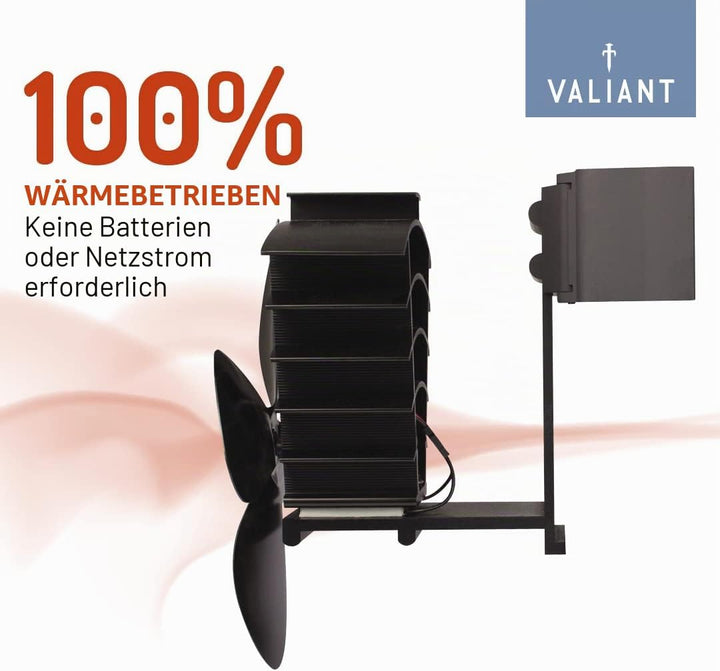 Valiant Hitze Powered Ofen FAN, schwarz, FIR350 5W, 5V Remora,, Ofenventilator, wärmebetrieben, schw