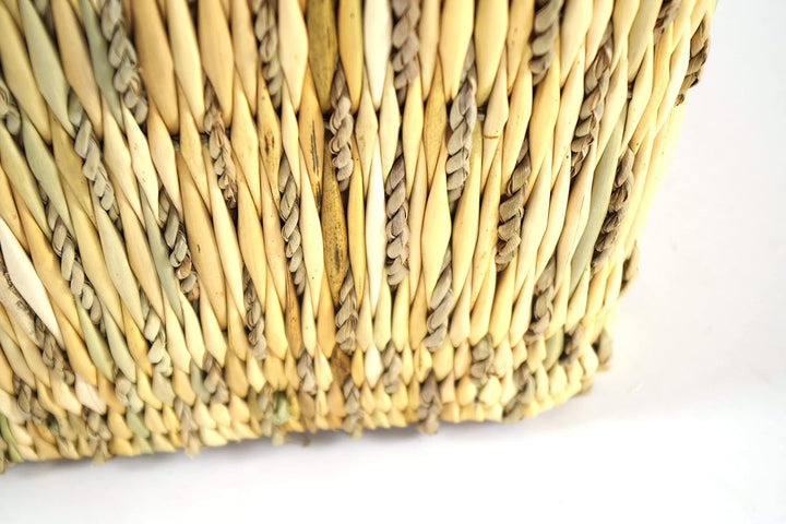Kobolo Korbtasche Einkaufstasche Flechttasche Strandtasche Seegrastasche natur Ledergriffe