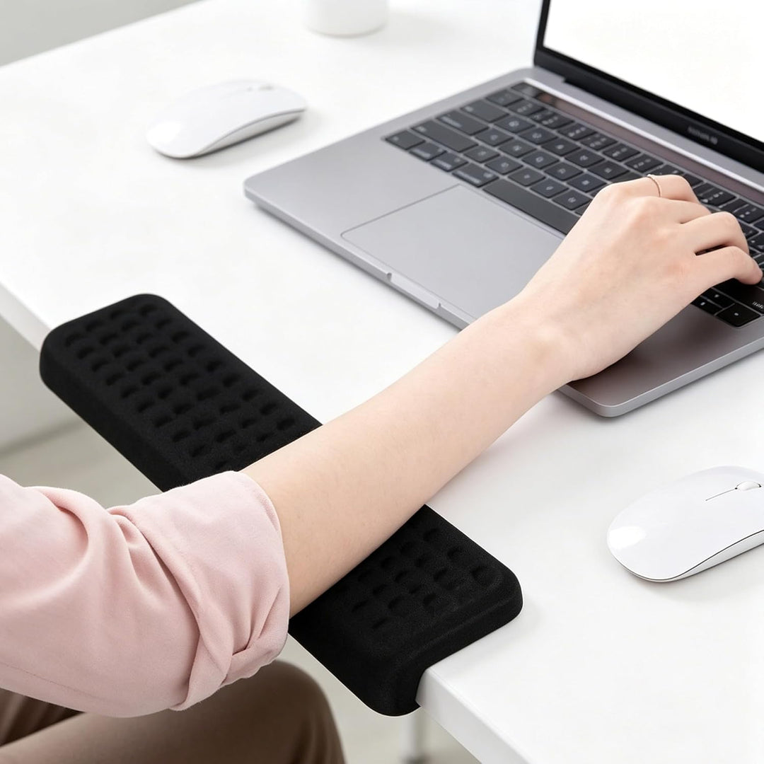 Handballenauflage Tastatur L-Form 2er Set, Memory-Schaum Handgelenk & Ellbogen Auflage mit Rutschsch