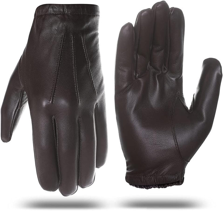 Harssidanzar Herren dünne ungefütterte Lederpolizeihandschuhe GM031EU S Braun, S Braun