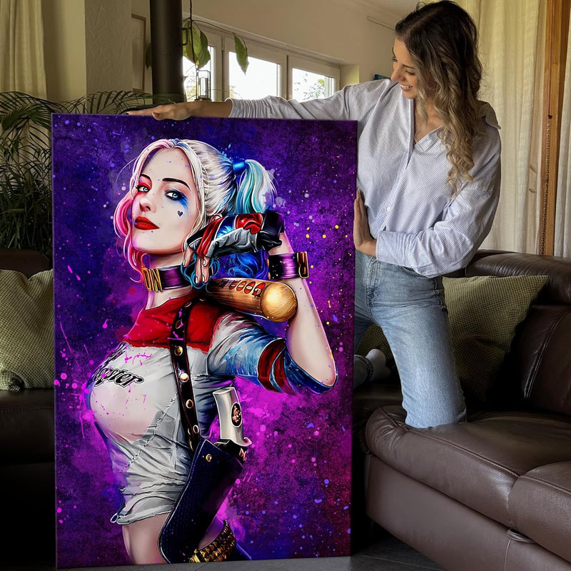 Artmazing | Bild Harley Quinn | Bilder Wand | Harley Quinn Bild bunt | Leinwand Bilder | Pop Art Bil