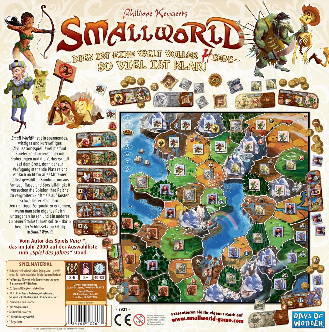 Days of Wonder | Small World | Grundspiel | Kennerspiel | Brettspiel | 2-5 Spieler | Ab 8+ Jahren |