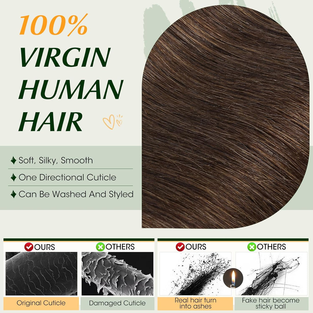Elailite Bündel Extensions Echthaar #2 Dunkelbraun 25cm Sew in Haar Haarverlängerungen Weft Brasilia