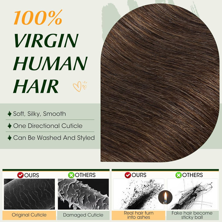 Elailite Bündel Extensions Echthaar #2 Dunkelbraun 25cm Sew in Haar Haarverlängerungen Weft Brasilia