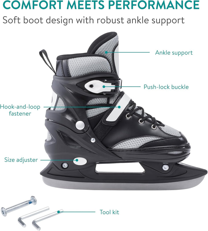 Navaris Schlittschuhe für Kinder und Erwachsene - Ice Skates Damen grössenverstellbar - Mit Werkzeug
