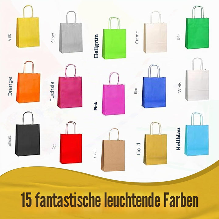 Thepaperbagstore 30 Papiertüten für Partys und Geschenke mit Griffen - Orange - 180x220x80mm Orange
