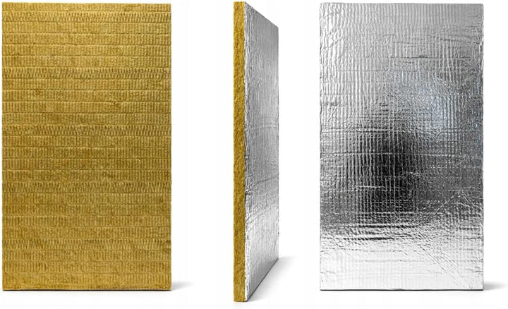 Kamin-Dämmplatten, Steinwolle mit Alufolie, 30 mm, 10 Stück, Rockwool-Wolle