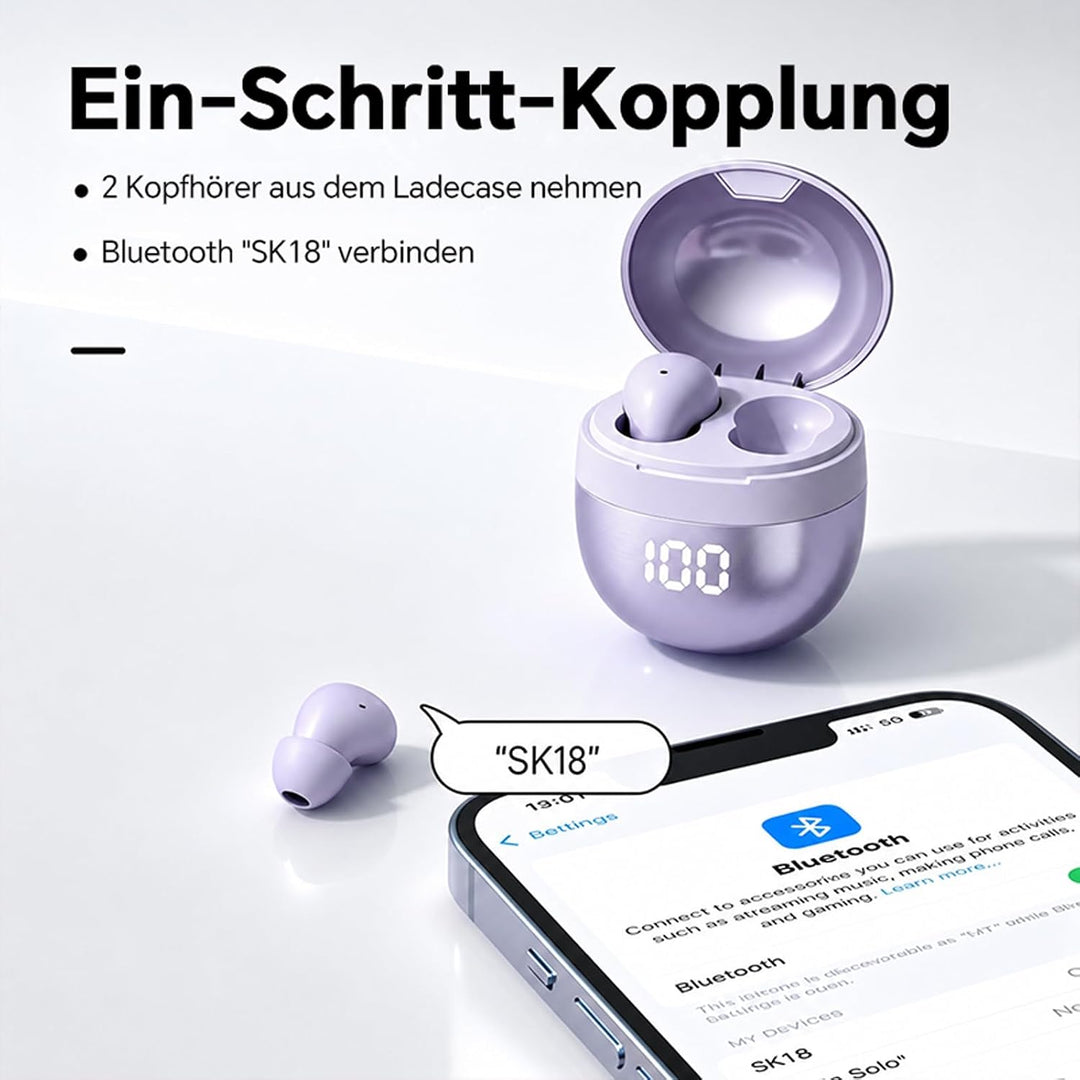 Mini unsichtbare Kopfhörer Bluetooth kabellos in Ear kleinste drahtlose schnurlose Ohrhörer Wireless