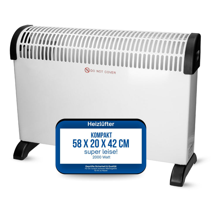 elasto – Heizlüfter "Kompakt" 2000W inkl. Turbogebläse für 20-30 m² – tragbares Heizgerät mit Thermo