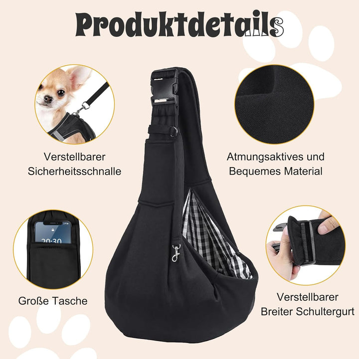 Hundetragetasche, Tragbare Haustier Hundetasche mit Verstellbare Schultergurt und Fronttasche Wendba