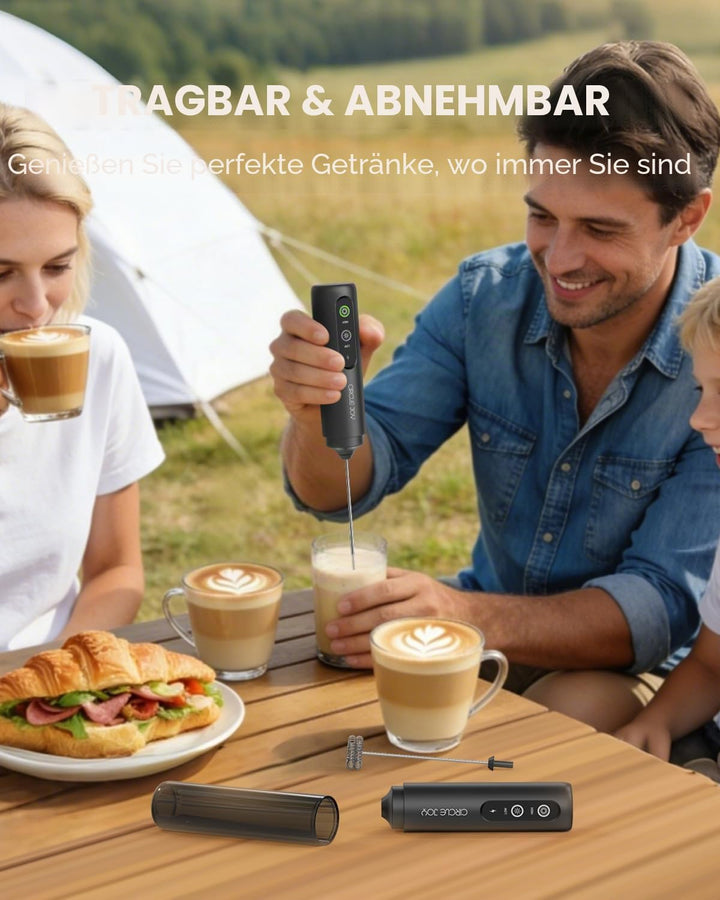 CIRCLE JOY Wiederaufladbarer Milchaufschäumer Handheld mit 2 Geschwindigkeiten, Elektrischer Kaffee-