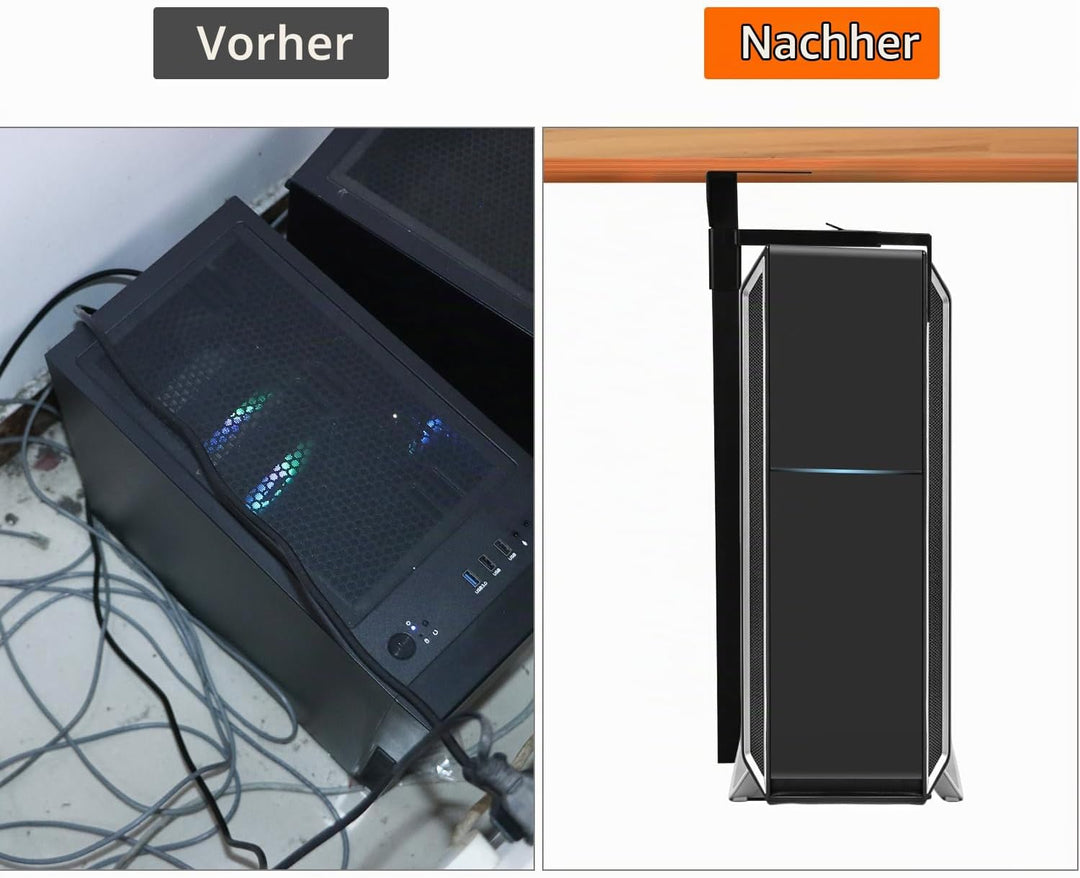 QWORK® PC Halterung unter Schreibtisch, verstellbare computergehäuse Halterung, pc wandhalterung, pa