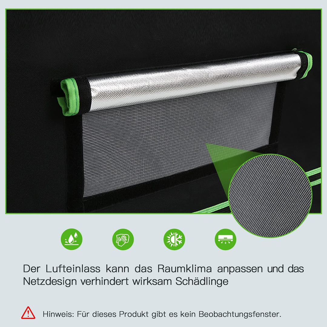 EINFEBEN 100x100x200cm Growbox, Growzelt, Gewächshaus Zuchtschrank, Lichtdicht und Wasserdicht Pflan