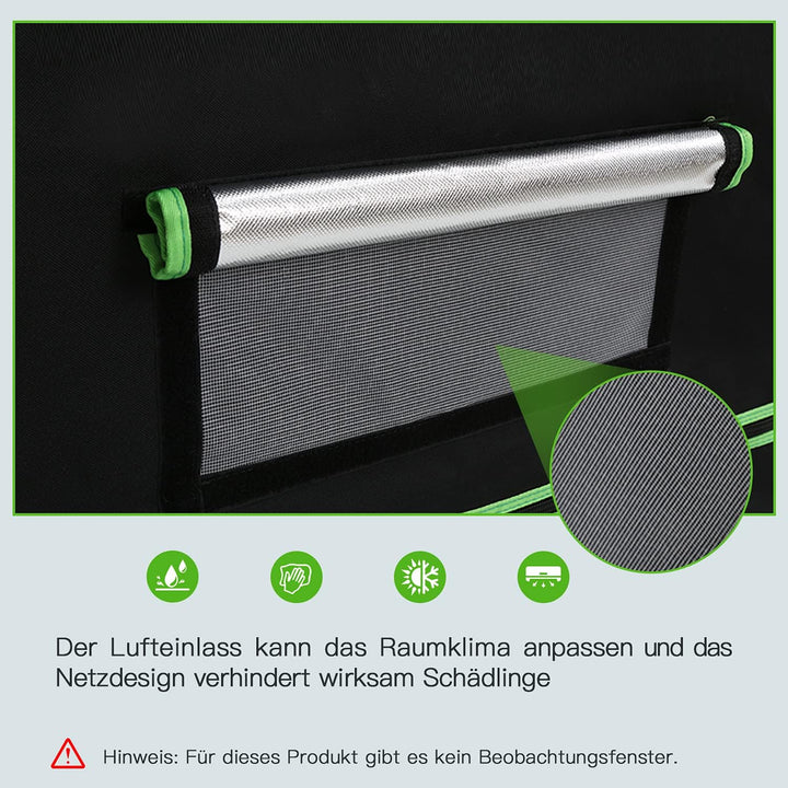 Growzelt 120 * 60 * 180cm Growschrank Lichtdicht und Wasserdicht Homegrowing Gewächshaus für Pflanze