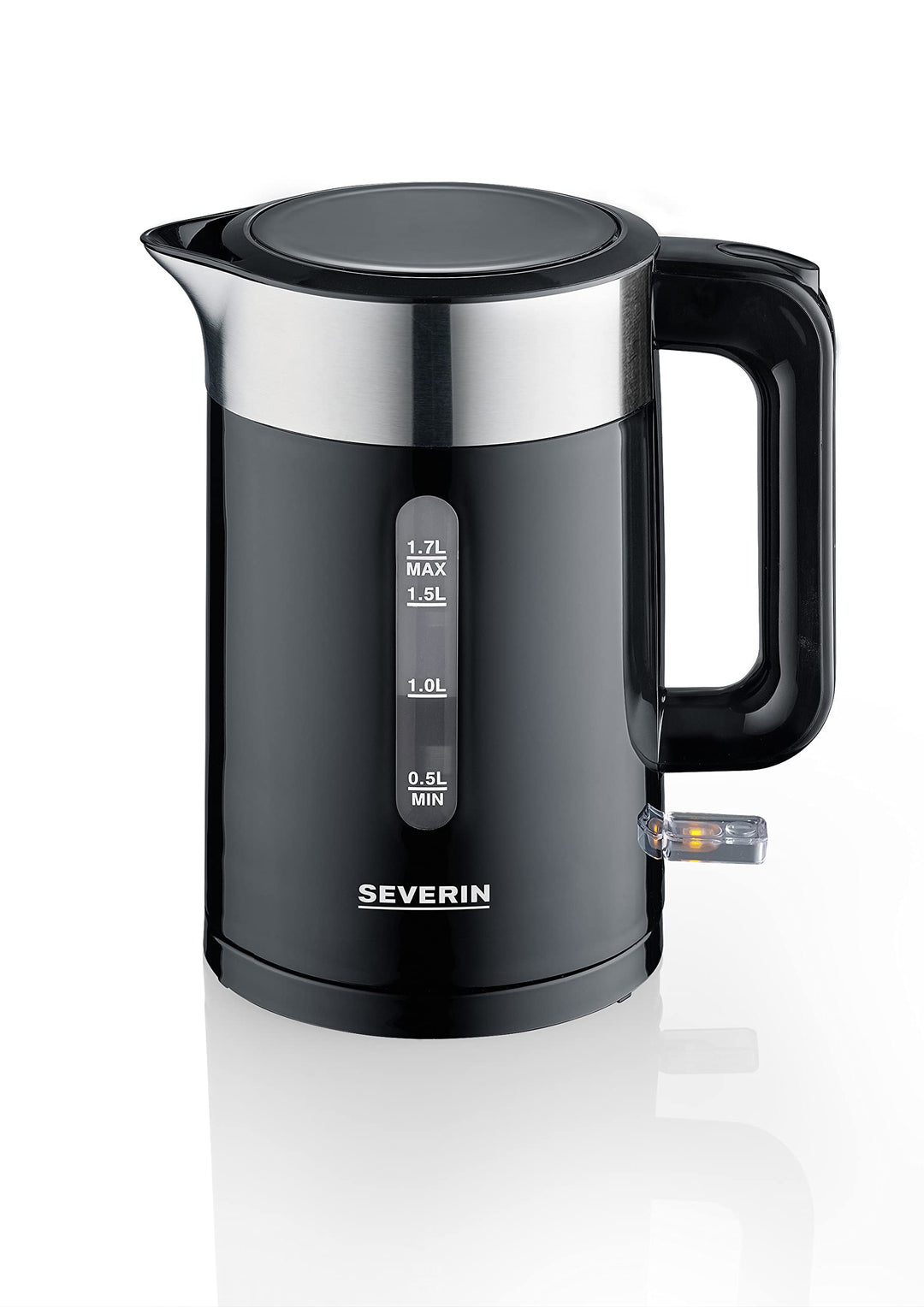 SEVERIN WK 9265 Schwarz-Edelstahl Wasserkocher schnurlos 1,7 Liter