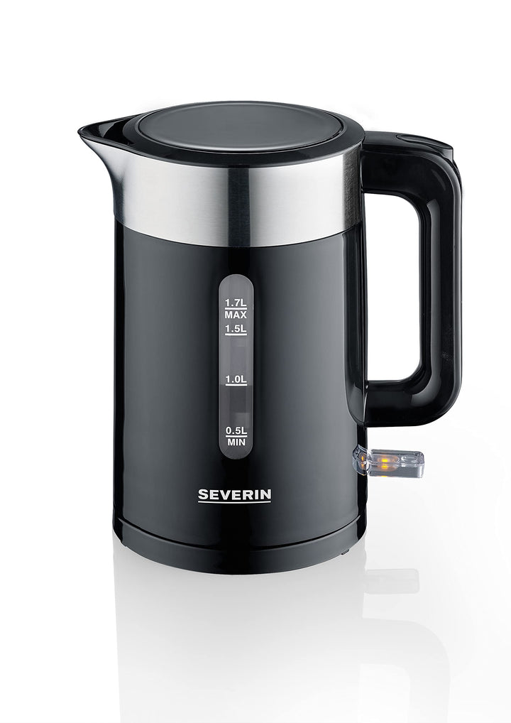 SEVERIN WK 9265 Schwarz-Edelstahl Wasserkocher schnurlos 1,7 Liter