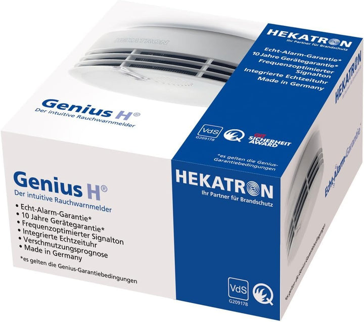 Hekatron 31-5000001-13-01 Rauchmelder Genius H mit integrierter Batterie (10 Jahre Lebensdauer) – LE