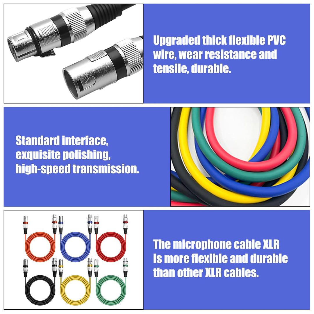 10 Pack XLR Kabel, 1m Mikrofonkabel XLR-Kabel, DMX Kabel, 3-Pin Mikrofon XLR Signal Cable Connection