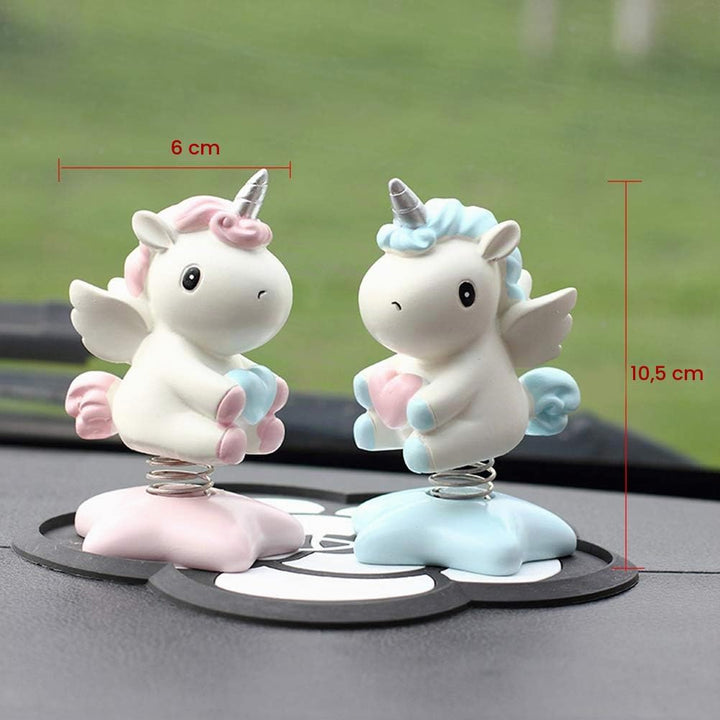 Abaodam Einhorn Ornament Mit Wackelkopf Aus Umweltfreundlichem Harz Cartoon Auto Armaturenbrett Deko