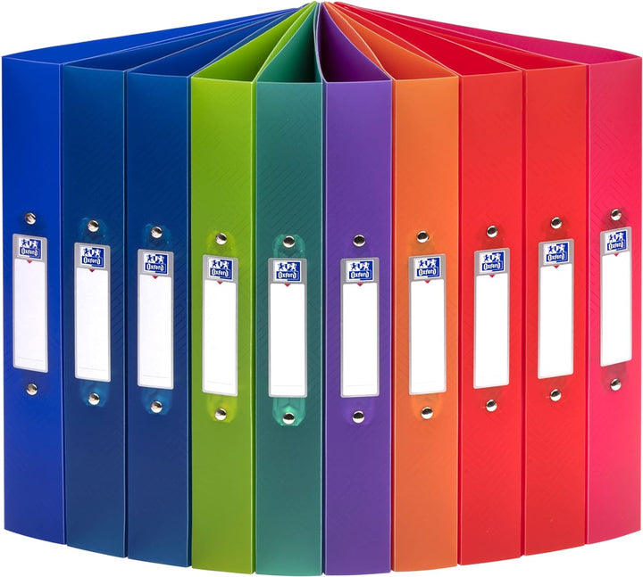 Oxford Ringbuch A4, Rückenbreite 4 cm, 2 Ringe, Kunststoff, 8 Farben, 10 Stück 4cm, 4cm