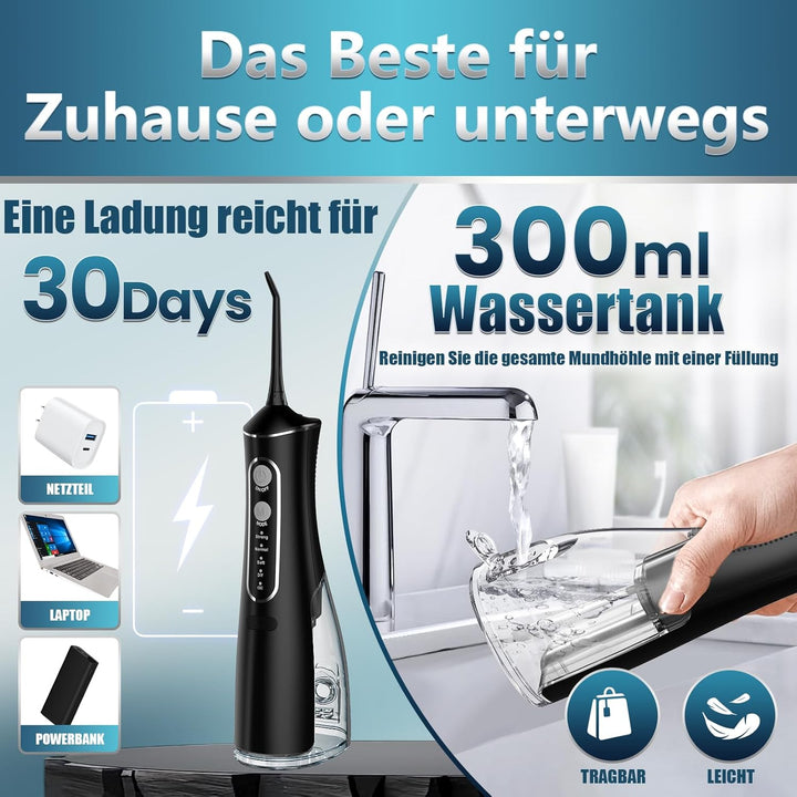Munddusche Kabellos Elektrisch, Munddusche Testsieger 2026, 4 Modi DIY Druck & 5 360° Jet-Tipps zur