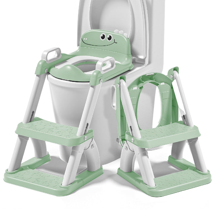Toilettensitz Kinder mit Treppe – Höhenverstellbarer Kinder Toilettensitz mit Trittstufe & Rückenleh