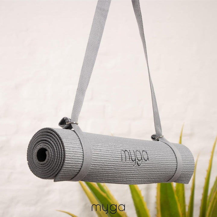 Myga Yoga Zubehör Set | 2 Rutschfeste Blöcke & Verstellbarer Gurt (Grau) | Perfekt für Anfänger & Fo