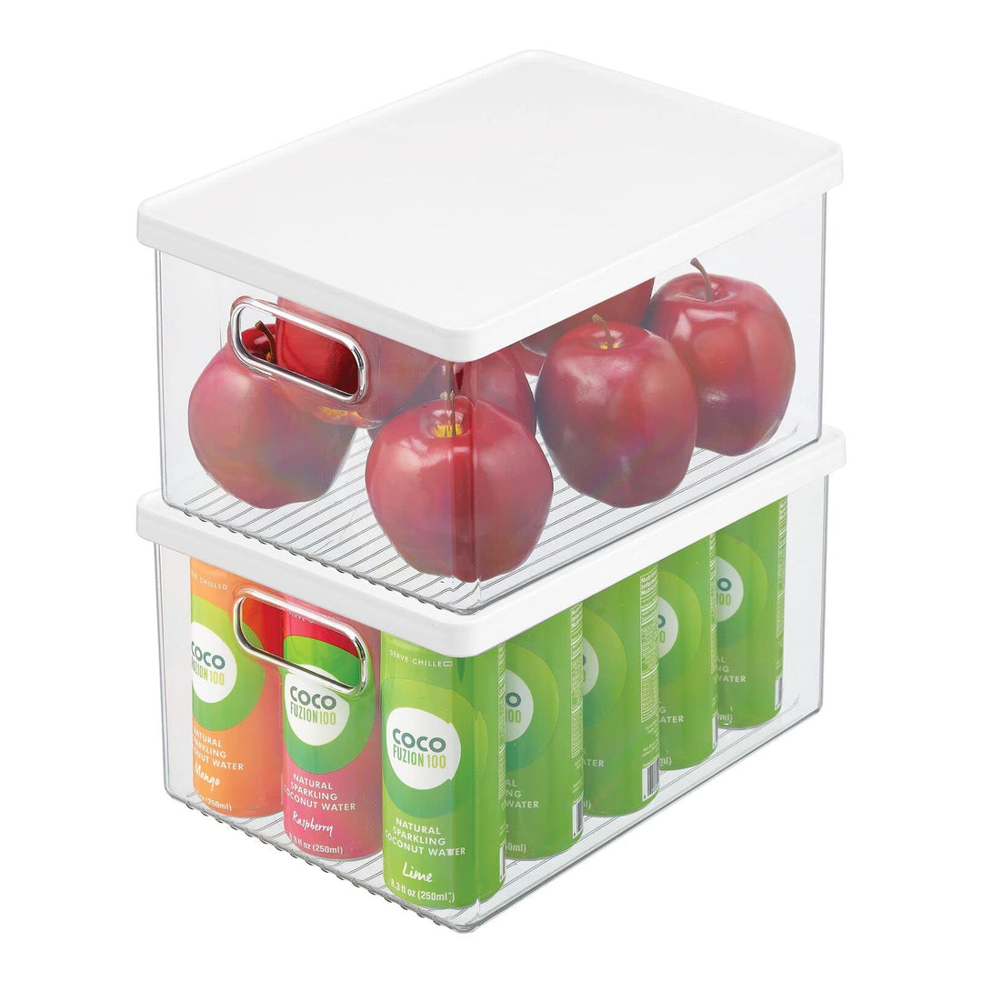 mDesign 2er-Set Kühlschrankbox – Kühlschrank Vorratsdose mit Griffen und abnehmbarem Deckel – lebens