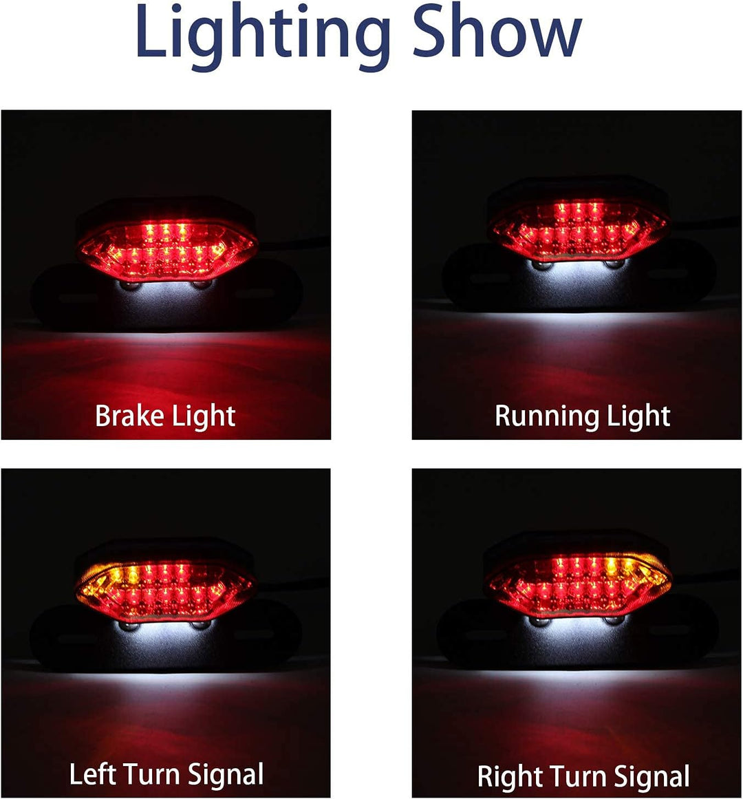 JMTBNO Motorrad 20 LED Rücklicht Bremslicht Blinker Kennzeichenbeleuchtung mit Halterung E-geprüft U