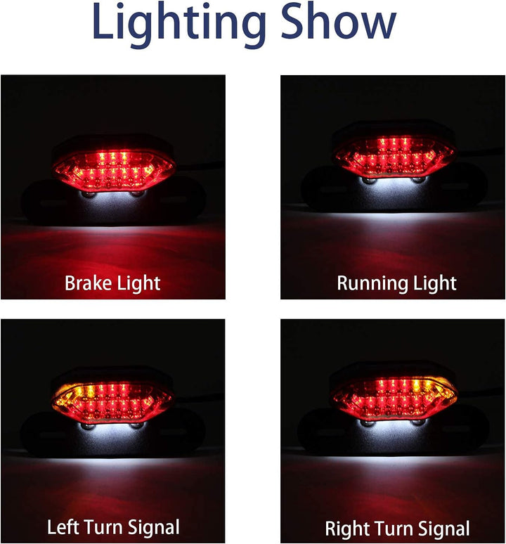 JMTBNO Motorrad 20 LED Rücklicht Bremslicht Blinker Kennzeichenbeleuchtung mit Halterung E-geprüft U