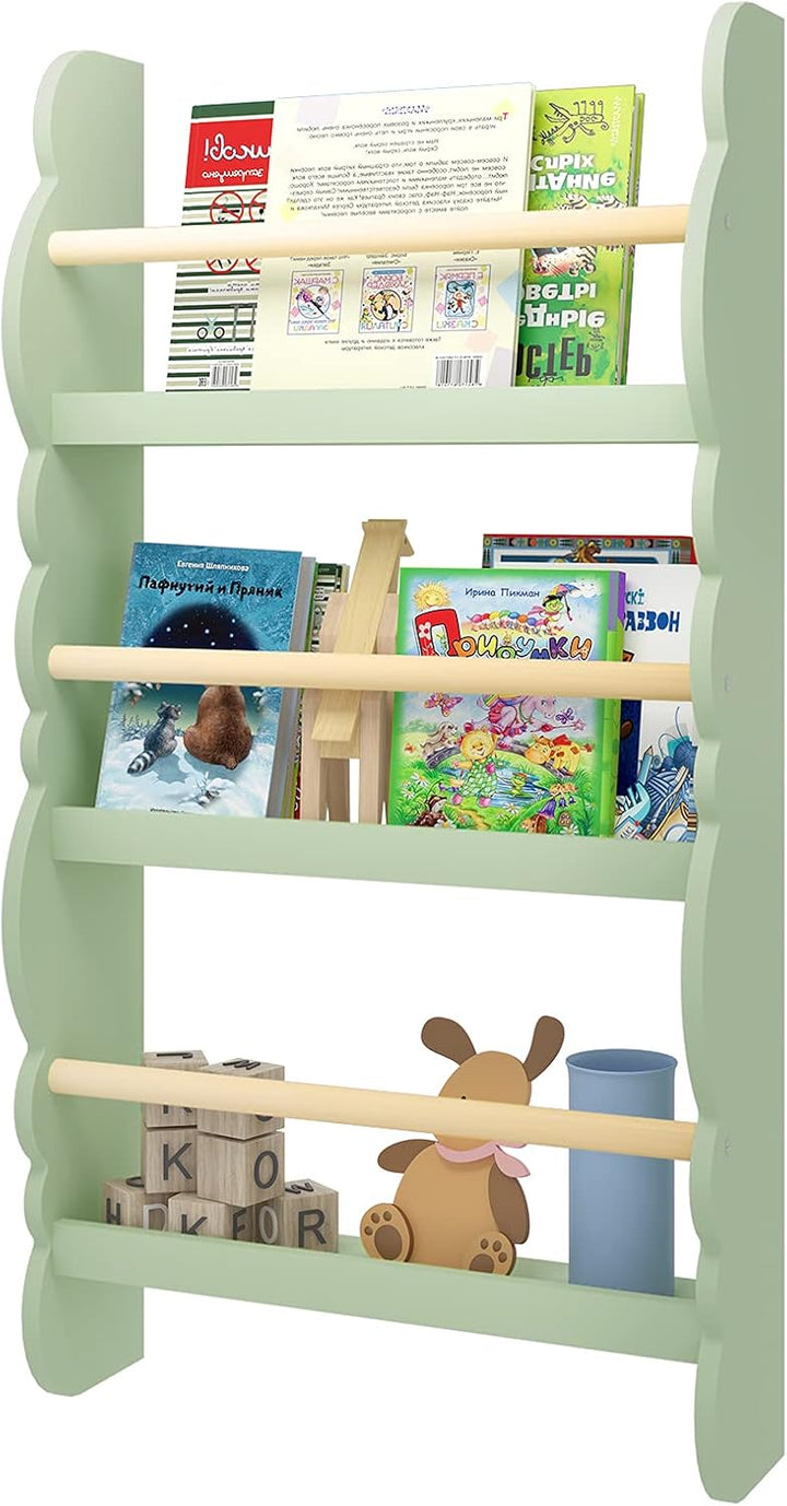 WOLTU Kinder Bücherregal Wandregal, Bücher-Organizer mit 3 Ablagen, Kinderregal für Buchaufbewahrung