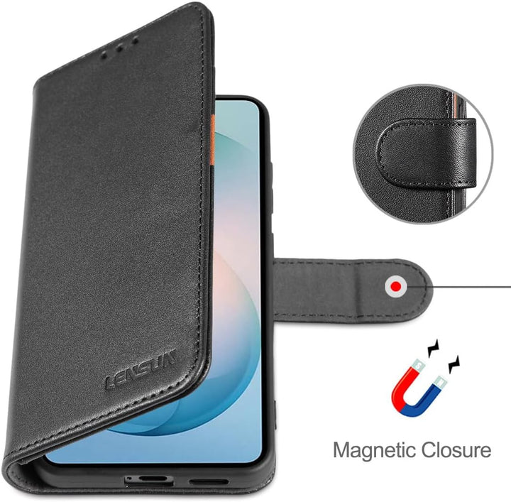 LENSUN Echtleder Hülle für Samsung Galaxy S26 Plus, Handyhülle [Echtes Leder][Kartenfach][RFID Schut