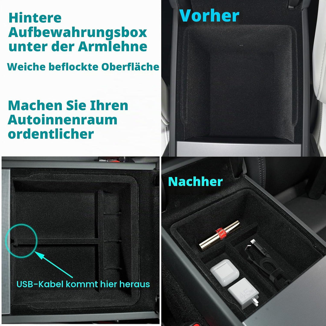MIEBA 2 Pack Zubehör für Tesla Model 3 Highland 2024 Mittelkonsole Organizer-Ablage, für Tesla Model