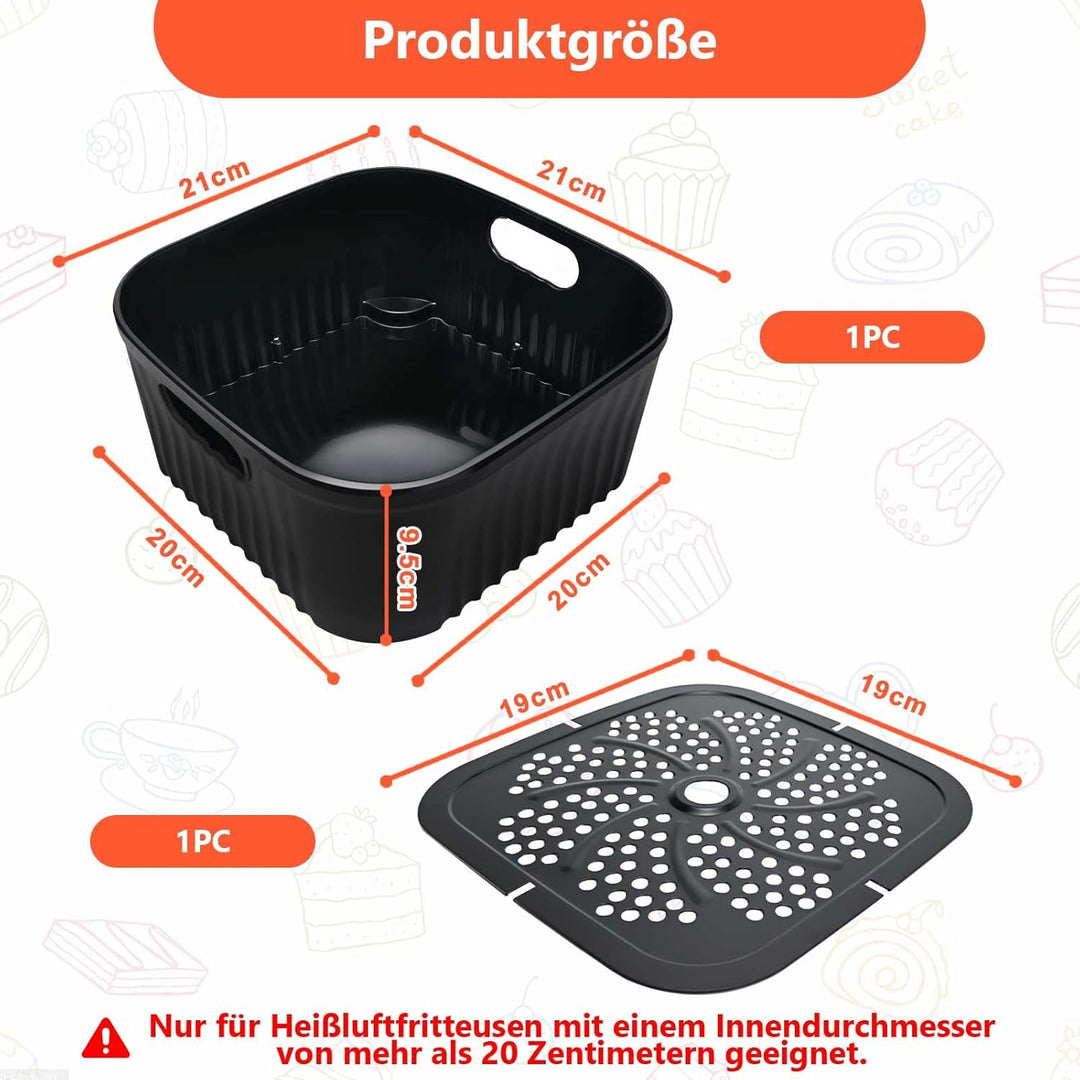 21CM Airfryer Silikonform Zubehör für Philips 6,2L/7,2L, Ninja PRO 4,7L AF140EU/MAX PRO 6,2 L AF180E