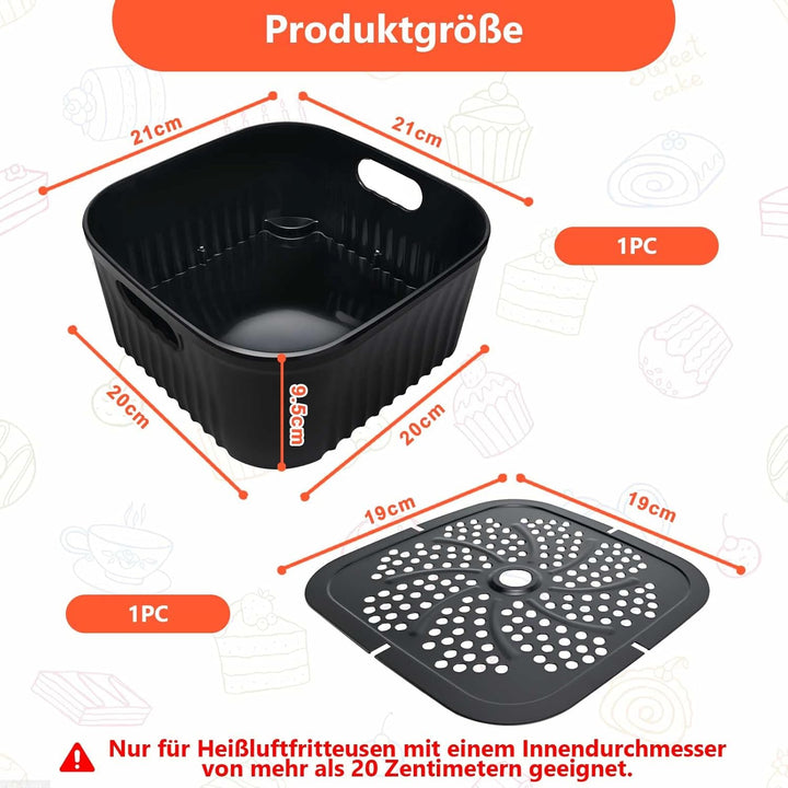 21CM Airfryer Silikonform Zubehör für Philips 6,2L/7,2L, Ninja PRO 4,7L AF140EU/MAX PRO 6,2 L AF180E