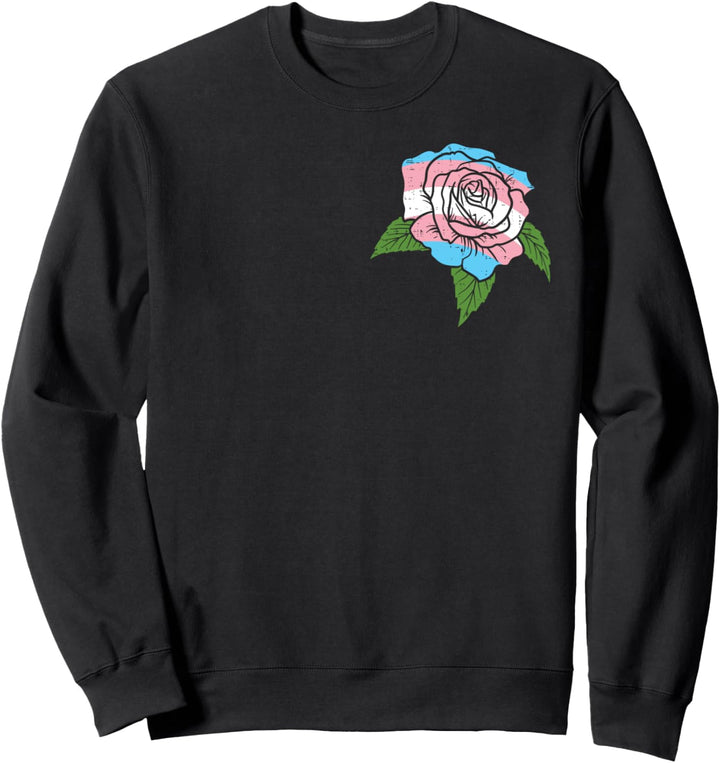 Transgender Rose Pocket Flower Trans Pride Flag LGBT Sweatshirt