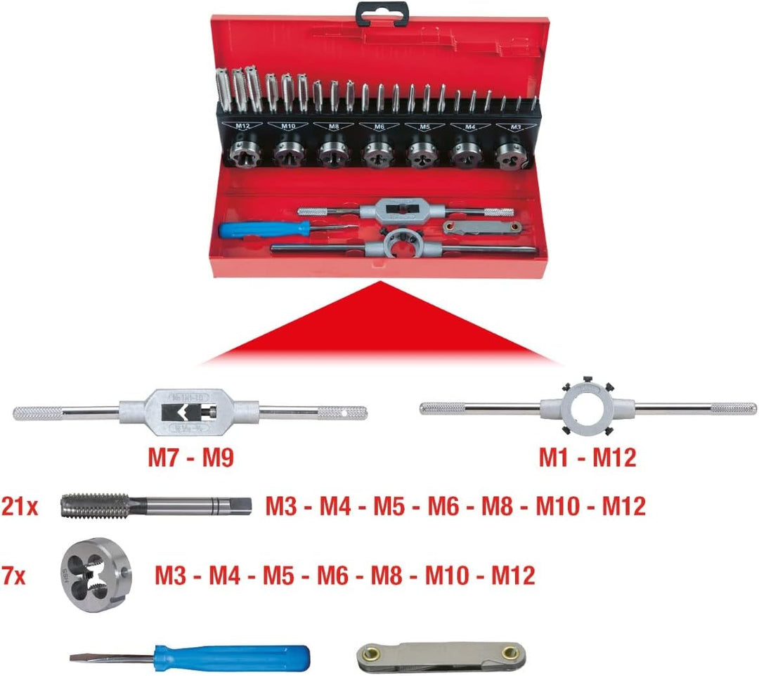 KS Tools 331.0632 HSS Gewindeschneidwerkzeug-Satz, 32-tlg.