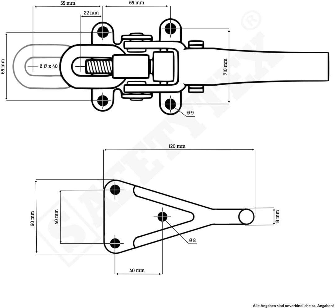 Bordwandverschluss mit Haltenocke SET – Verstellbarer Exzenterverschluss mit Langgriff & Gegenhalter