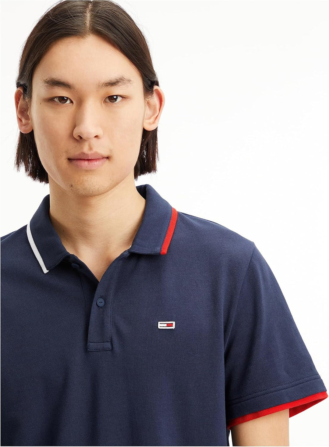 Tommy Jeans Herren TJM Reg Flag Neck Polo Kurzarm Poloshirts, Blau