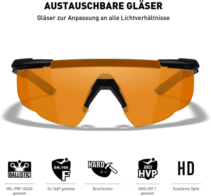 Wiley X | Saber Advanced | Schiessbrille & Sportbrille Herren | Perfekt als Laufbrille Fahrradbrille