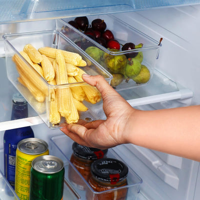 Kurtzy Kühlschrank Organizer Box Set für Küche, Schränke (4Stk) Plastik Organizer 20cm Lang, Ordnung