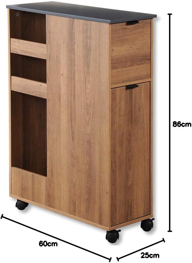 KESPER Nischenregal 24851-13 Spanplatte Holzdekor mit Lenkrollen/Servierwagen