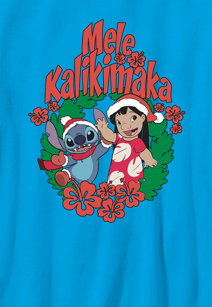 Disney Jungen Mele Kalikimaka Stitch T-Shirt M Turquoise, M Turquoise